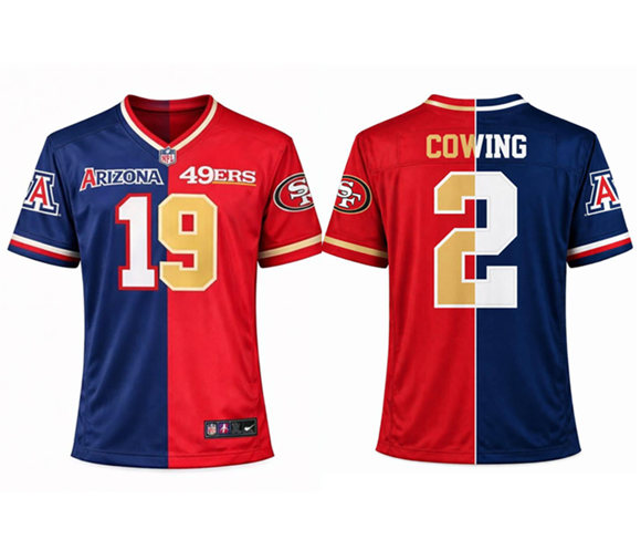 Men's Red/Navy San Francisco 49ers Customized Split Stitched Football Jersey